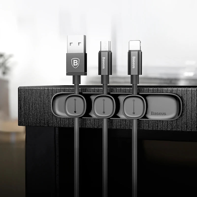 Baseus Magnetic Cable Organizer – Desktop Tidy Holder for USB & Charger Cables