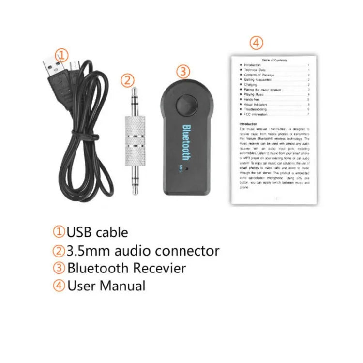 Bluetooth 5.0 Car Audio Adapter – Wireless Receiver with 3.5mm AUX Jack | Hands-Free Music & Calls for Cars, Headphones, Speakers