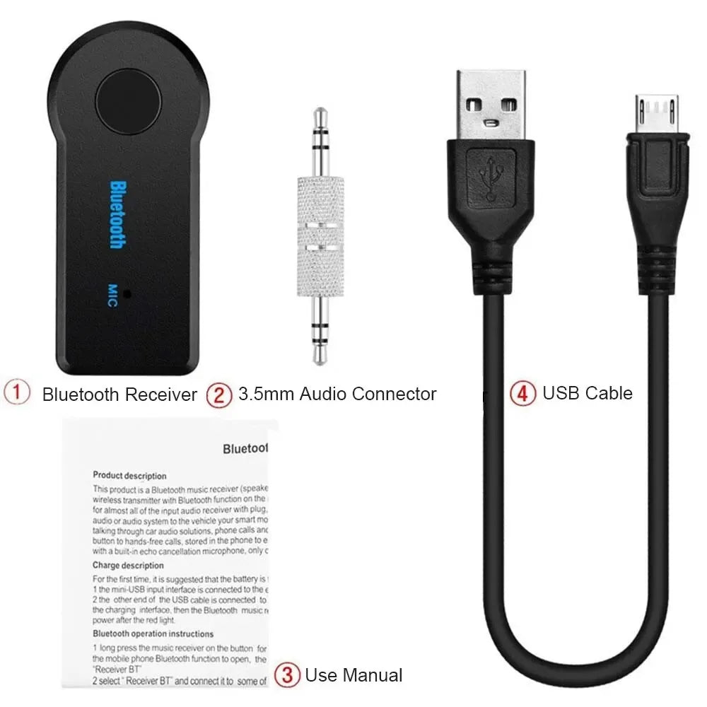 Bluetooth 5.0 Car Audio Adapter – Wireless Receiver with 3.5mm AUX Jack | Hands-Free Music & Calls for Cars, Headphones, Speakers