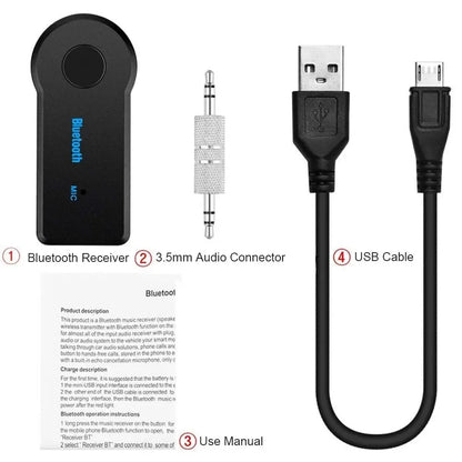Bluetooth 5.0 Car Audio Adapter – Wireless Receiver with 3.5mm AUX Jack | Hands-Free Music & Calls for Cars, Headphones, Speakers