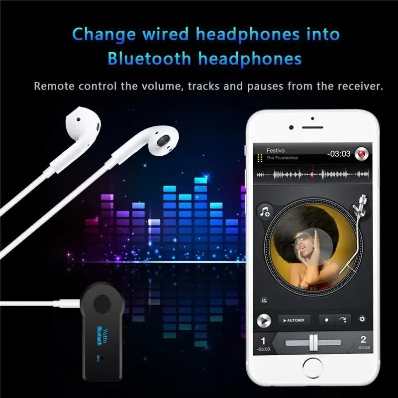 Bluetooth 5.0 Car Audio Adapter – Wireless Receiver with 3.5mm AUX Jack | Hands-Free Music & Calls for Cars, Headphones, Speakers