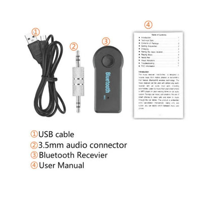 Bluetooth 5.0 Car Audio Adapter – Wireless Receiver with 3.5mm AUX Jack | Hands-Free Music & Calls for Cars, Headphones, Speakers