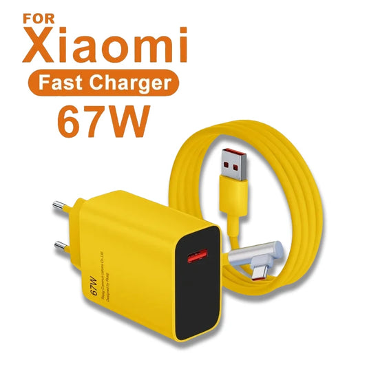 67W Fast Charger USB-A to USB-C for Xiaomi & Redmi – Quick Charge Adapter & Cable